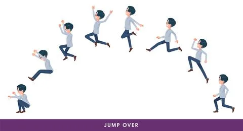 A set of Programmer engineer man who jump over big Stock Illustration