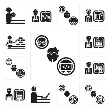 Set of Programmer, Painter, Athlete, Welder, Director, Doctor, Tourist, Const 무료 스톡 일러스트