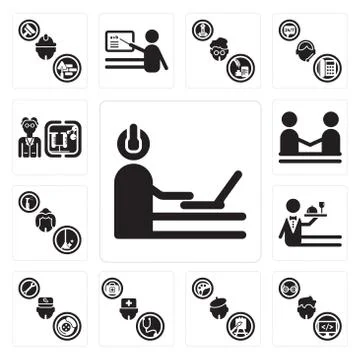 Set of Programmer, Painter, Doctor, Mechanic, Waiter, Maid, human resources,  무료 스톡 일러스트