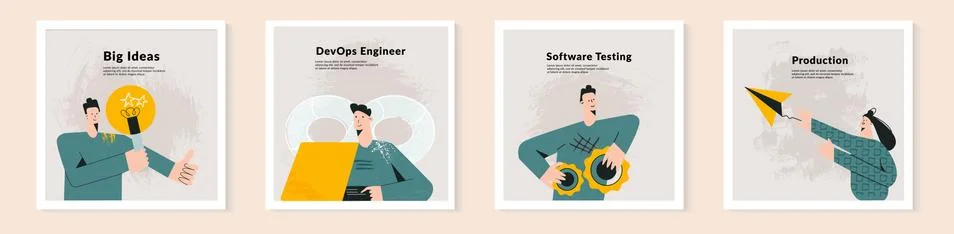 Set of programmers concept Modern specialists collection. People work togethe Stock Illustration