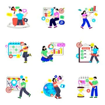 Set of Programming and Development Flat Illustrations 스톡 일러스트