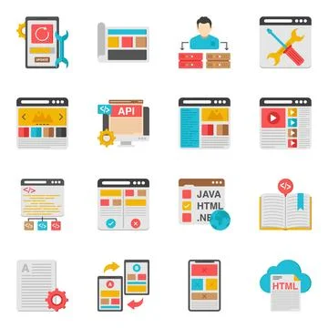 Set of Programming and Development Flat Icons Ilustração Stock