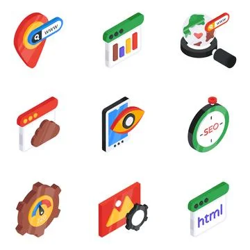 Set of Programming and Development Flat Icons Illustration