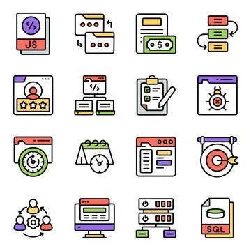 Set of Programming and Development Flat Icons Ilustración de archivo