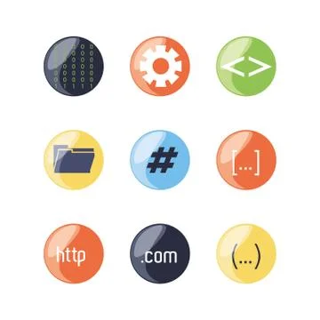 Set of programming code icons 스톡 일러스트