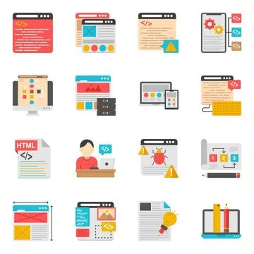 Set of Programming Flat Icons イラスト素材