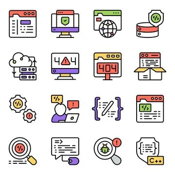 Set of Programming Flat Icons イラスト素材