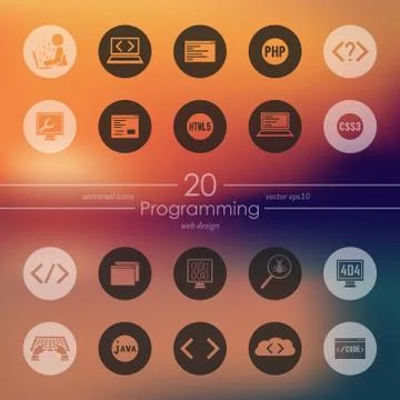 Set of programming icons 库存插图