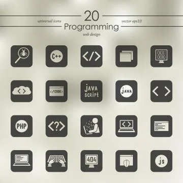 Set of programming icons 스톡 일러스트
