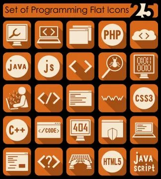 Set of programming icons Stock Illustration