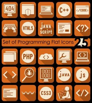 Set of programming icons 库存插图