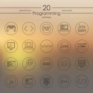 Set of programming icons 스톡 일러스트