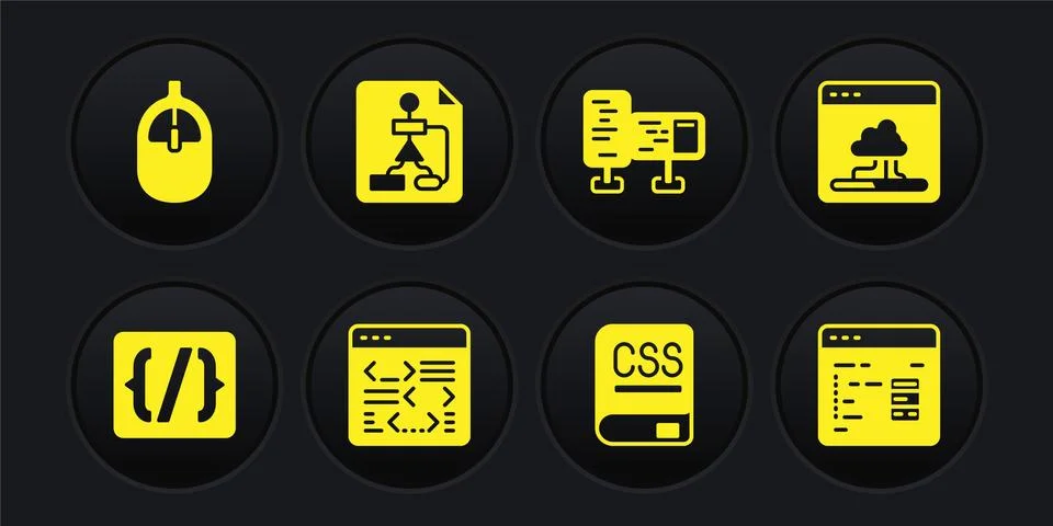 Set Programming language syntax, Cloud technology data transfer, Software, Books 스톡 일러스트