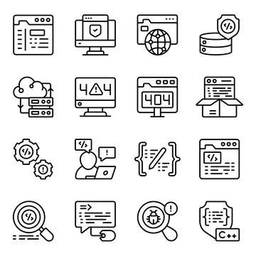 Set of Programming Linear Icons イラスト素材