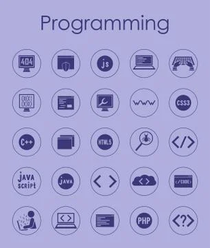 Set of programming simple icons Stockillustratie