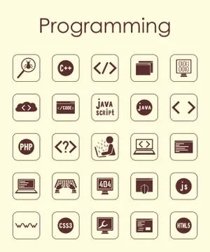 Set of programming simple icons Stockillustratie