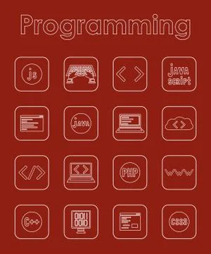 Set of programming simple icons Illustrazione stock