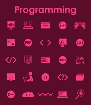 Set of programming simple icons 스톡 일러스트