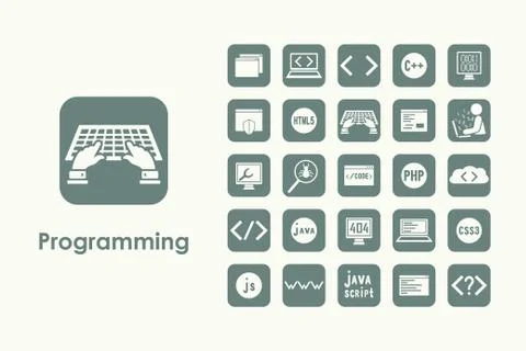 Set of programming simple icons Stockillustratie