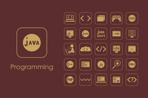 Set of programming simple icons Illustrazione stock