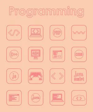 Set of programming simple icons Stockillustratie