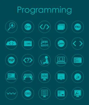 Set of programming simple icons Illustrazione stock
