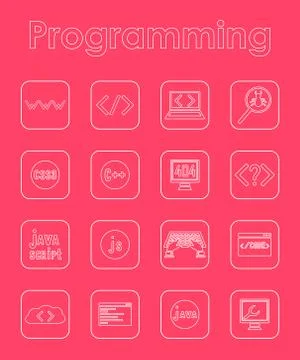 Set of programming simple icons Stockillustratie
