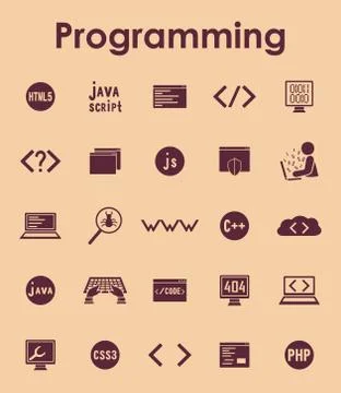 Set of programming simple icons Illustrazione stock