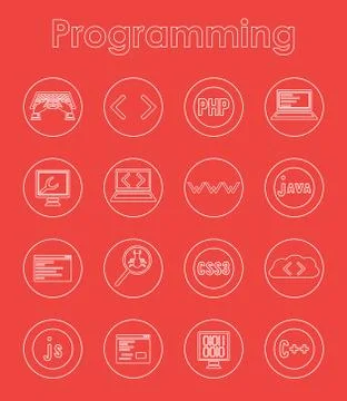 Set of programming simple icons Stockillustratie