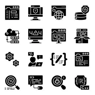 Set of Programming Solid Icons イラスト素材