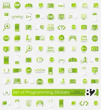 Set of programming stickers 스톡 일러스트