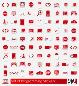 Set of programming stickers Stockillustratie