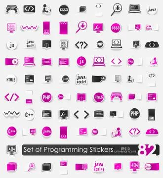 Set of programming stickers Illustration
