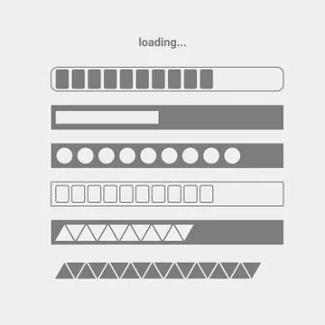 Set of progres bars. Loading server line. Template downloading symbols Stock Illustration
