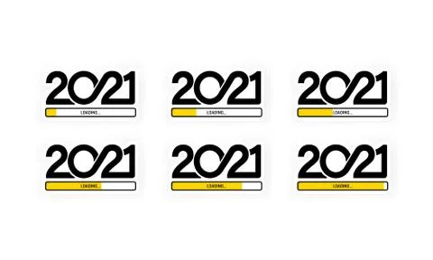 Set progress bar showing loading of 2021. Vector on isolated white background Stockillustratie