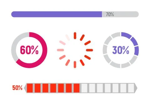 Set of progress bars, flat design Illustrazione stock