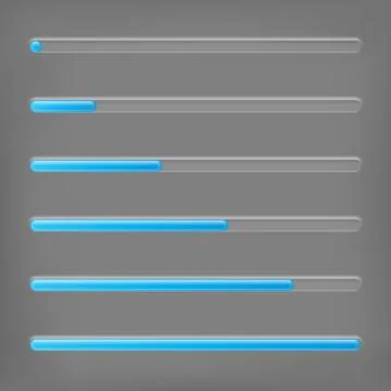 Set of progress bars on gray background. Stock Illustration