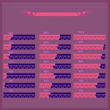Set of progress bars with percentages on scale with triangles Stock Illustration