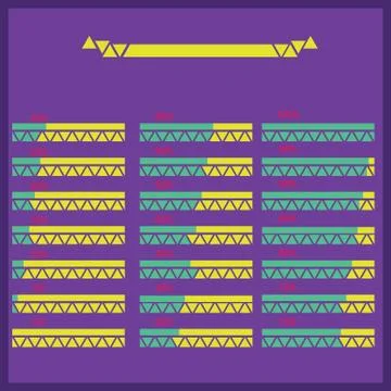 Set of progress bars with percentages on scale with triangles Stock Illustration