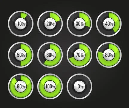 Set of progress indicator circles Illustrazione stock