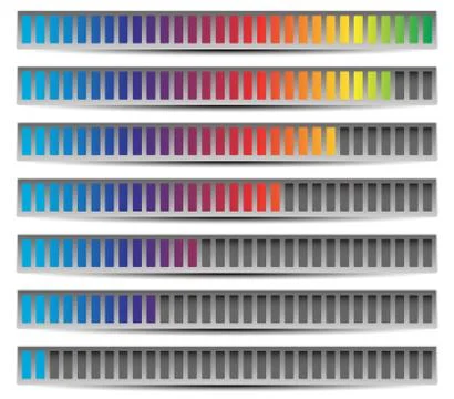 Set of progress, loading bars, preloaders in sequence from low to high. Meter Stock-Illustration