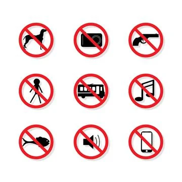 Set of prohibited icons 스톡 일러스트