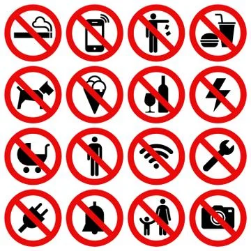 Set of Prohibited No Stop Sign Illustrazione stock