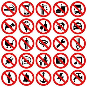Set of Prohibited No Stop Sign Stock Illustration