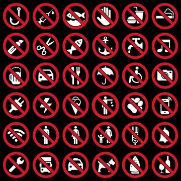 Set of prohibited sign Stock Illustration