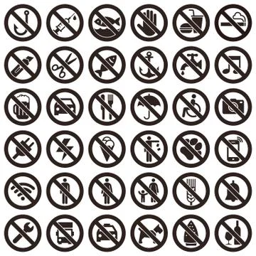 Set of prohibited sign Stock Illustration