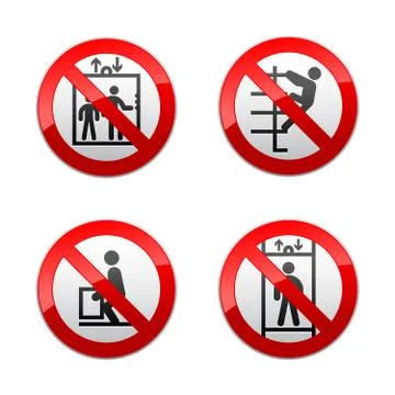 Set prohibited signs - elevator イラスト素材