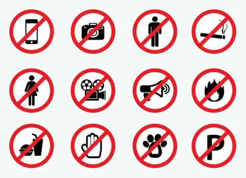 Set of prohibition signs Stock Illustration