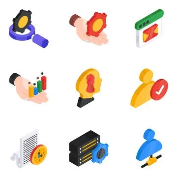 Set of Project Config Flat Icons Stock Illustration