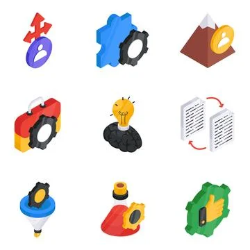 Set of Project Configuration Flat Icons Illustrazione stock